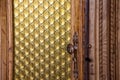 Medieval castle yellow glass door detail Royalty Free Stock Photo