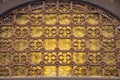 Medieval castle yellow glass door detail Royalty Free Stock Photo
