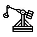 Medieval catapult line icon vector black illustration Royalty Free Stock Photo