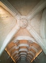 Medieval ceiling with vaults. Gothic architecture element