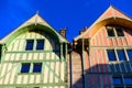 Medieval central part of Troyes old city with half-timbered houses and narrow streets, Champagne, France, tourists destination