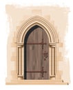 Medieval church door and stone arch - illustration