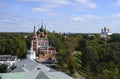 View of the medieval Church of the Epiphany and domes and crosses of other churches in Yaroslavl, Russia Royalty Free Stock Photo