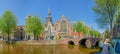 Medieval church Oude Kerk and Oudezijds Voorburgwal channel, Ams Royalty Free Stock Photo