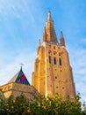 Medieval Church of Our Lady in Bruges on sunny day, Belgium Royalty Free Stock Photo