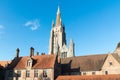 Medieval Church of Our Lady in Bruges in sunny day, Belgium Royalty Free Stock Photo