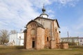 Medieval church Paraskev Pyatnitsy, April afternoon. Veliky Novgorod, Russia