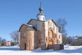 Medieval church of St. Paraskeva Pyatnitsa close-up. Veliky Novgorod