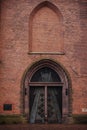 Medieval church tower Onze Lieve Vrouwetoren on a rainy day in Amersfoort, Netherlands Royalty Free Stock Photo