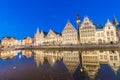 Medieval city of Gent along canal, Belgium