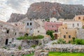 Medieval City of Monemvasia with Amphitheatrical Architecture. Old Castle Town with Multicolored Houses Built on a Huge Rock Royalty Free Stock Photo