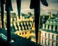 Medieval city of Strasbourg France seen through wrough iron window frame Royalty Free Stock Photo