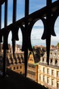 Medieval city of Strasbourg France seen through wrough iron window frame Royalty Free Stock Photo