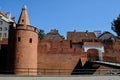 The medieval city wall and barbican fortification in the Old Town of Warsaw city Royalty Free Stock Photo