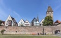 Medieval city wall with traditional houses, Ulm, Germany