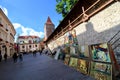 The medieval city walls in Krakow, Poland