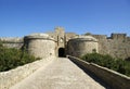 Medieval city walls in Rhodes town, Greece Royalty Free Stock Photo