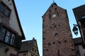 medieval clock tower (dolder) in riquewihr in alsace (france) Royalty Free Stock Photo