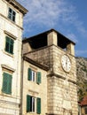 Medieval clock tower(Kotor, Montenegro) Royalty Free Stock Photo