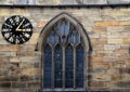 Medieval clock and window