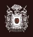 Medieval coat of arms for coffee house, chalk drawing