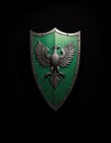 Medieval Coat of Arms with Eagle on Green Shield Royalty Free Stock Photo