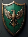 Medieval Coat of Arms with Eagle on Green Shield Royalty Free Stock Photo