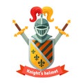 Medieval coat of arms with knight helmet