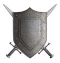 Medieval coat of arms knight shield and two swords