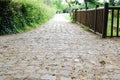 Medieval cobblestone footpath in Saint Denis park