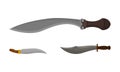 Medieval Cold Steel Arms or Blade Weapon with Dagger Vector Set