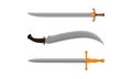 Medieval Cold Steel Arms or Blade Weapon with Sword and Dagger Vector Set