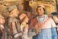 Medieval colorful illustration showing noble men making business
