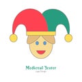 Medieval colorful logo emblem template, flat style