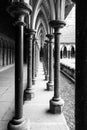 Medieval column cloister in Abbey of Mont-Saint-Michel, Normandy, France Royalty Free Stock Photo