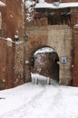 Medieval corner of Rome under snow Royalty Free Stock Photo