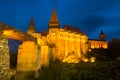 Corvin Castle in night lights, Romania Royalty Free Stock Photo