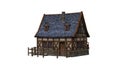 Medieval cottage in back view