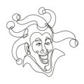 Medieval Court Jester Head Front View Continuous Line Drawing Royalty Free Stock Photo
