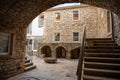 Medieval courtyard in old town of Vela Luka, Korcula island, Croatia Royalty Free Stock Photo