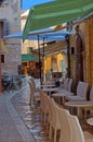 Medieval Croatian old street,with street cafe in Porec