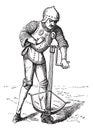 A medieval crossbowman soldier vintage engraving