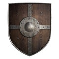 Medieval crusader wooden shield isolated 3d illustration