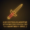 Medieval dagger neon light icon