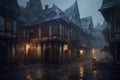 Medieval dark city rain. Generate Ai