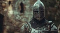 Medieval Defender: Noble Knight in Shining Armor Illustration