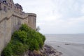 Medieval defensive wall in Mont Saint Michele in France, Normandy Royalty Free Stock Photo