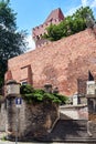 Medieval defensive wall and stone stairs at the royal castle Royalty Free Stock Photo