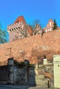 Medieval defensive wall and towers of the royal castle Royalty Free Stock Photo