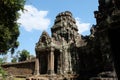 Medieval dilapidated building in Indochina. The ruins of an ancient Hindu temple